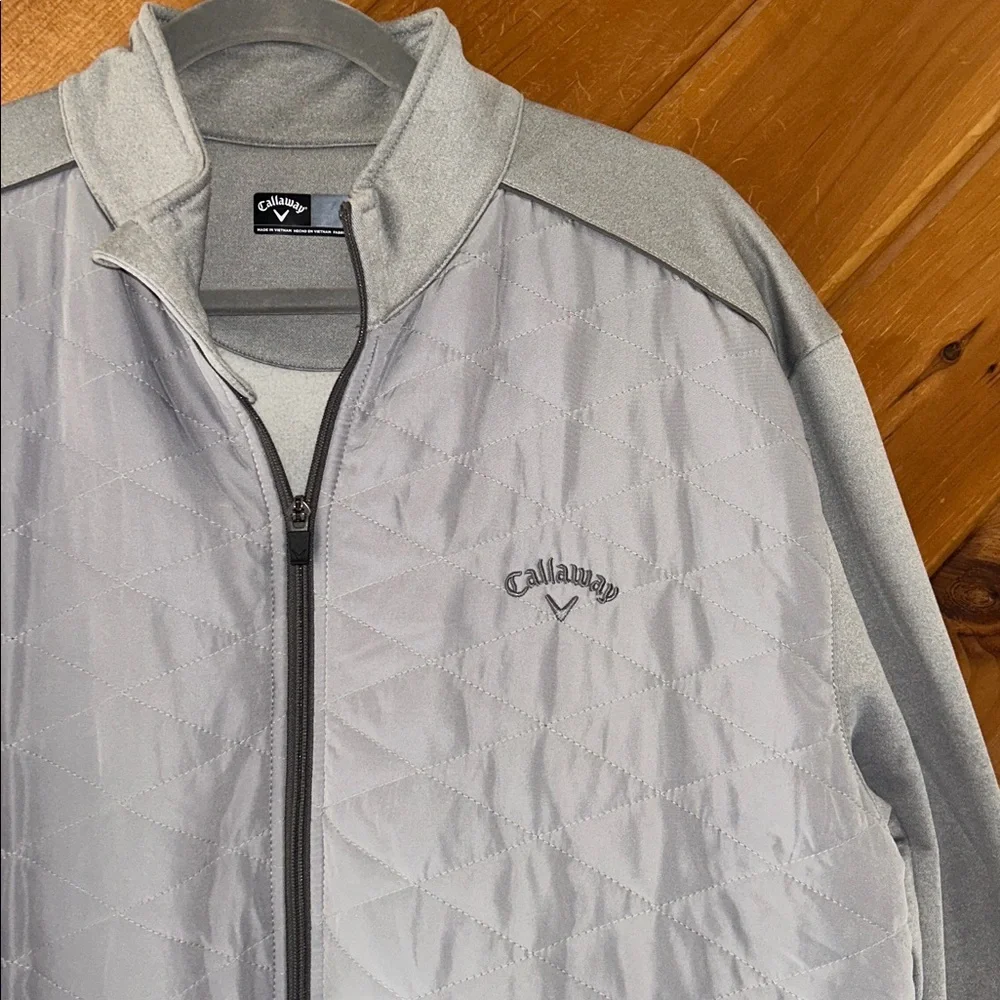 Mens Callaway Ultra Sonic Waffle Zip Gray lightweight golf Jacket
